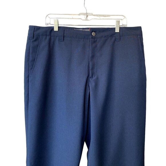 Bluffworks Pants Men 37X30 Navy Blue Original Straight Performance Tech Slacks - Picture 2 of 6